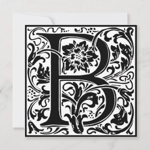 William Morris Blommigt Alphabet Monogram Brev B Inbjudningar