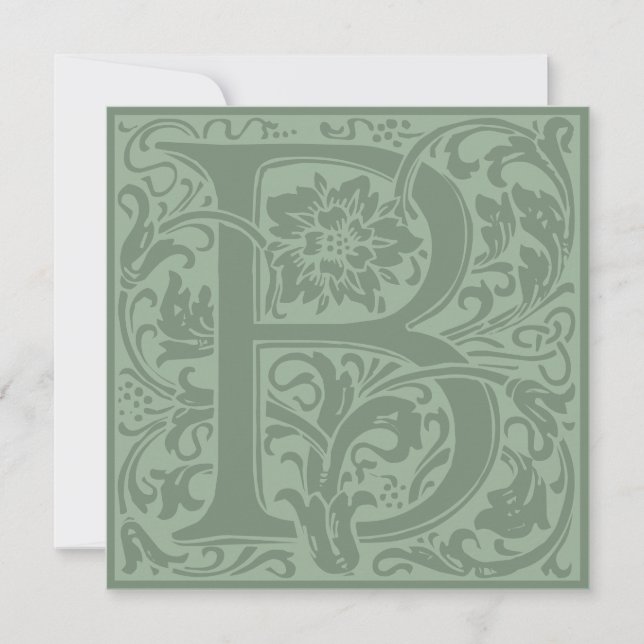 William Morris Blommigt Alphabet Monogram Brev B Inbjudningar (Framsida)