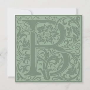 William Morris Blommigt Alphabet Monogram Brev B Inbjudningar
