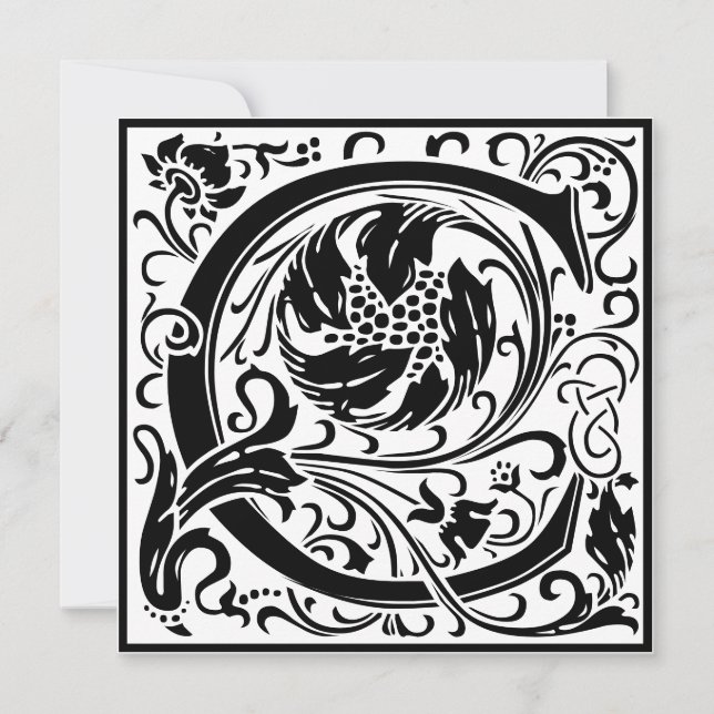 William Morris Blommigt Alphabet Monogram Brev C Inbjudningar (Framsida)