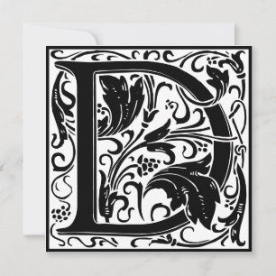 William Morris Blommigt Alphabet Monogram Brev D Inbjudningar