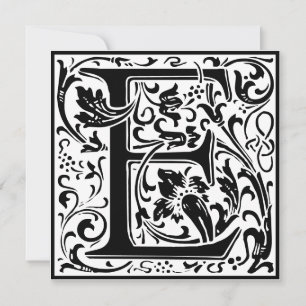 William Morris Blommigt Alphabet Monogram Brev E Inbjudningar