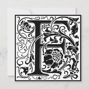William Morris Blommigt Alphabet Monogram Brev F Inbjudningar