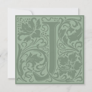 William Morris Blommigt Alphabet Monogram Brev J Inbjudningar