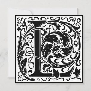 William Morris Blommigt Alphabet Monogram Brev L Inbjudningar