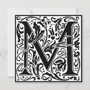 William Morris Blommigt Alphabet Monogram Brev M Inbjudningar