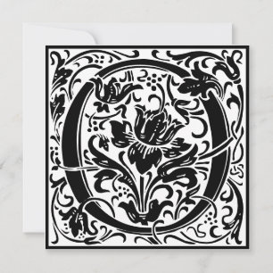 William Morris Blommigt Alphabet Monogram Brev O Inbjudningar