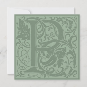 William Morris Blommigt Alphabet Monogram Brev P Inbjudningar