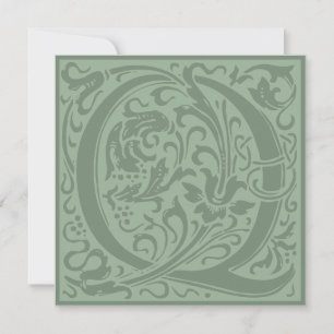William Morris Blommigt Alphabet Monogram Brev Q Inbjudningar