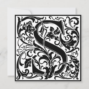 William Morris Blommigt Alphabet Monogram Brev S Inbjudningar