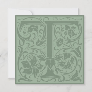 William Morris Blommigt Alphabet Monogram Brev T Inbjudningar