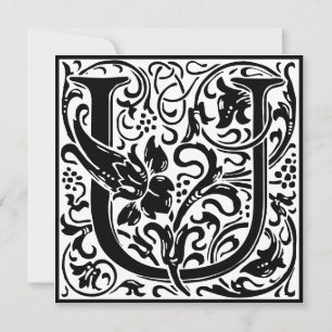 William Morris Blommigt Alphabet Monogram Brev U Inbjudningar