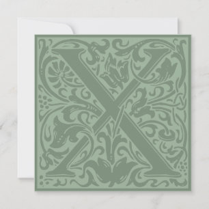William Morris Blommigt Alphabet Monogram Brev X Inbjudningar