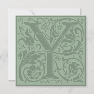 William Morris Blommigt Alphabet Monogram Brev Y Inbjudningar