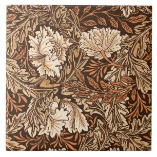 William Morris blommigt, choklad - brunt och beige Kakelplatta