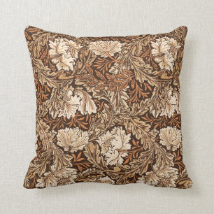 William Morris blommigt, choklad - brunt och beige Kudde