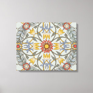 William Morris Blommigt Circle Flower Illustration Canvastryck