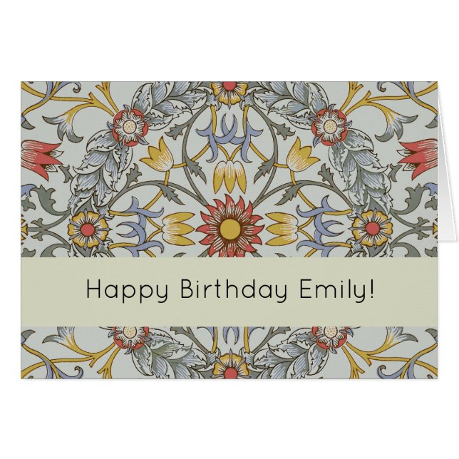 William Morris Blommigt Circle Flower Illustration Hälsningskort (Framsidan Horizontal)