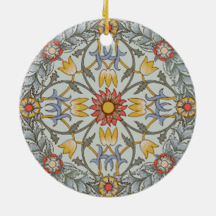 William Morris Blommigt Circle Flower Illustration Julgransprydnad Keramik