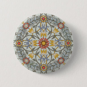 William Morris Blommigt Circle Flower Illustration Knapp