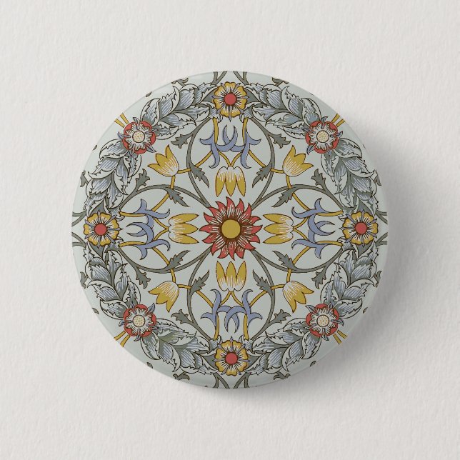 William Morris Blommigt Circle Flower Illustration Knapp (Framsida)