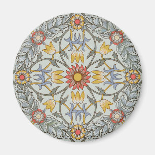 William Morris Blommigt Circle Flower Illustration Magnet