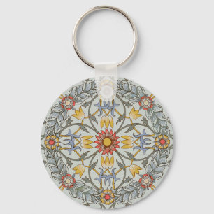 William Morris Blommigt Circle Flower Illustration Nyckelring