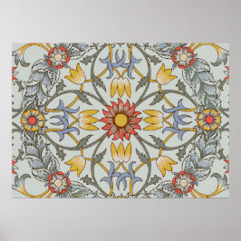 William Morris Blommigt Circle Flower Illustration Poster