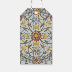 William Morris Blommigt Circle Flower Illustration Presentetikett
