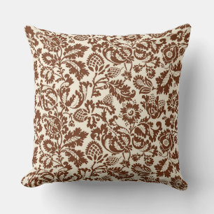 William Morris Blommigt Damask, Beige och Chocolat Kudde