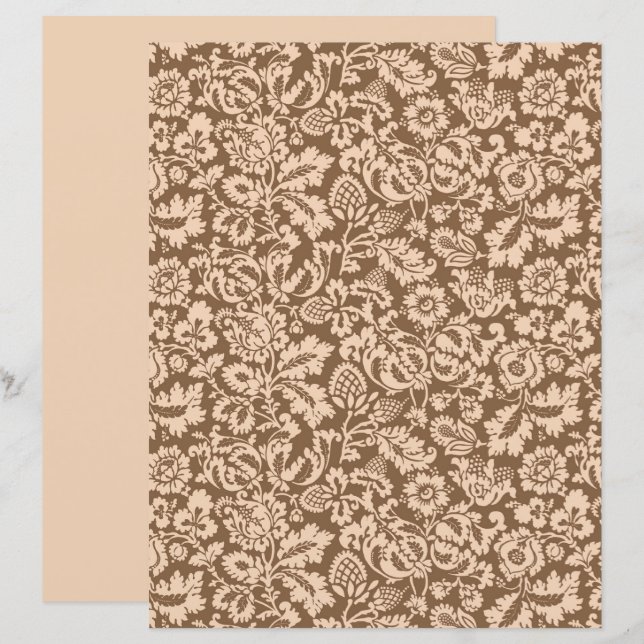 William Morris Blommigt Damask, Beige och Taupe Ta (Fram/baksida)