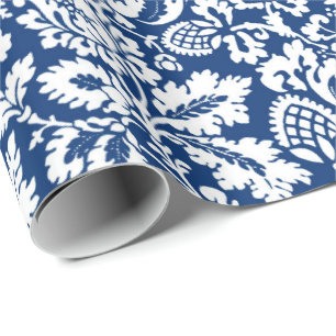 William Morris Blommigt Damask, Cobalt Blue & Whit Presentpapper