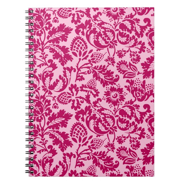 William Morris Blommigt Damask, Fuchsia och Rosa Anteckningsbok (Framsidan)