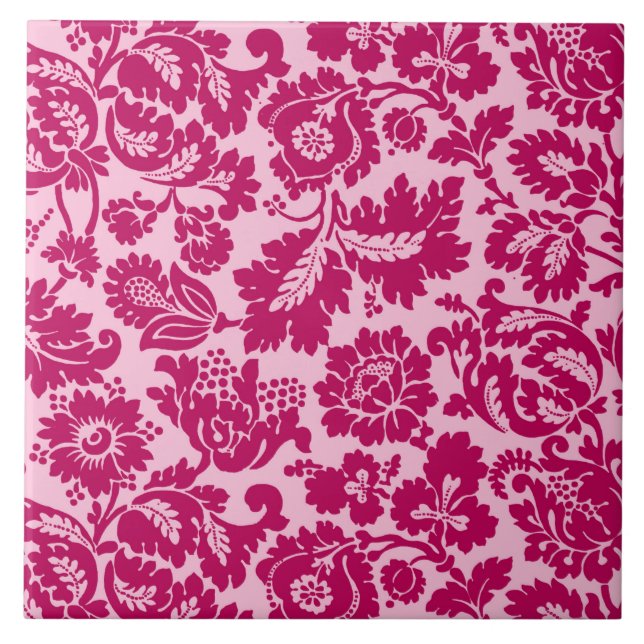 William Morris Blommigt Damask, Fuchsia och Rosa Kakelplatta (Framsidan)