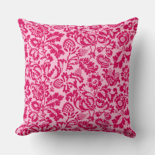 William Morris Blommigt Damask, Fuchsia och Rosa Kudde
