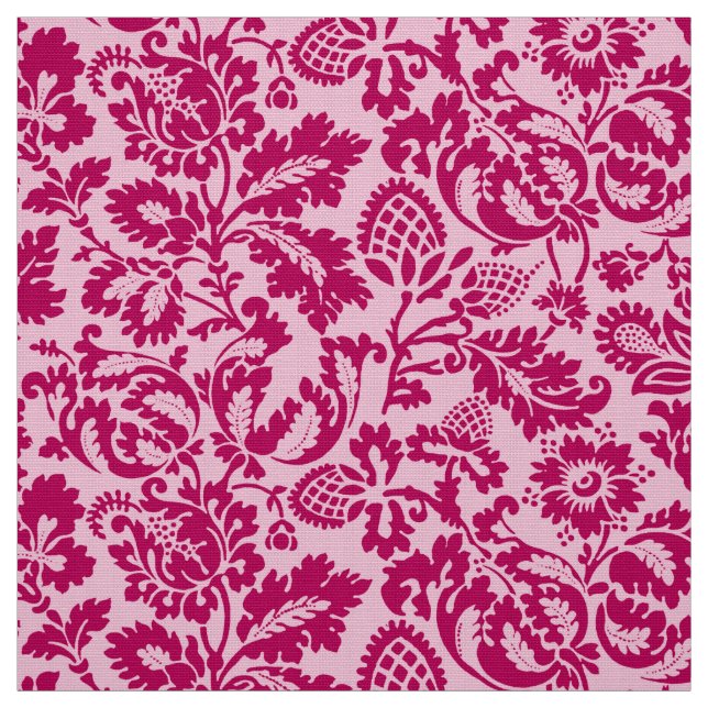 William Morris Blommigt Damask, Fuchsia och Rosa Tyg (Provkarta)