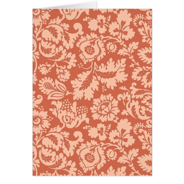 William Morris Blommigt Damask, Peach och Coral OBS Kort (Framsidan)