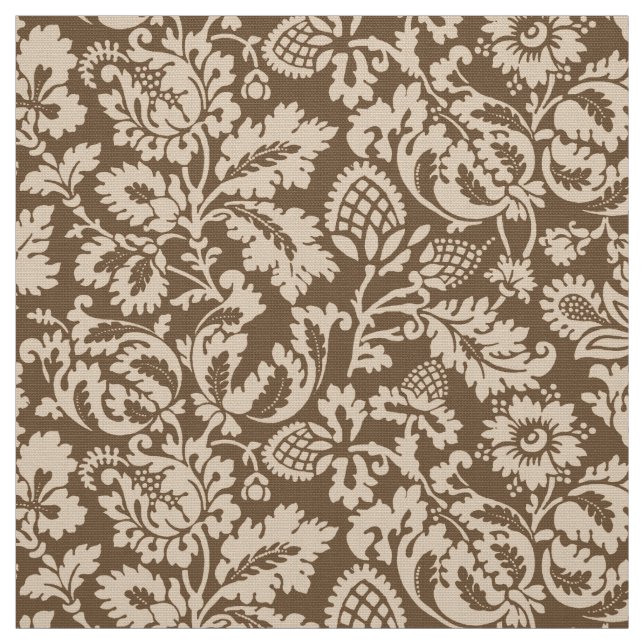 William Morris Blommigt Damask, Taupe Tan och Beig Tyg (Provkarta)
