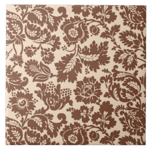 William Morris Blommigt Damask, Taupe Tan on Beige Kakelplatta