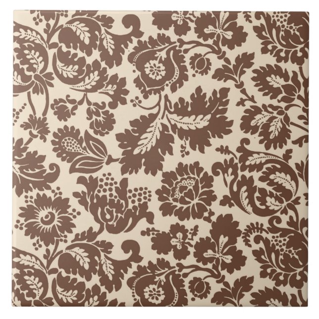 William Morris Blommigt Damask, Taupe Tan on Beige Kakelplatta (Framsidan)