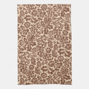 William Morris Blommigt Damask, Taupe Tan on Beige Kökshandduk