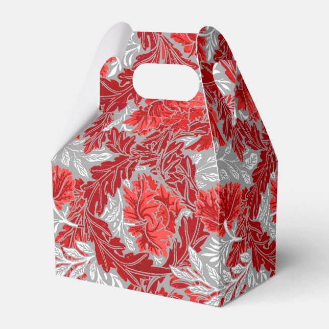 William Morris Blommigt, Deep Red och Grått / Gråt Presentaskar (Framsidan Sidan)