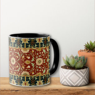 William Morris Blommigt Design Red Guld Deep Blue Mugg
