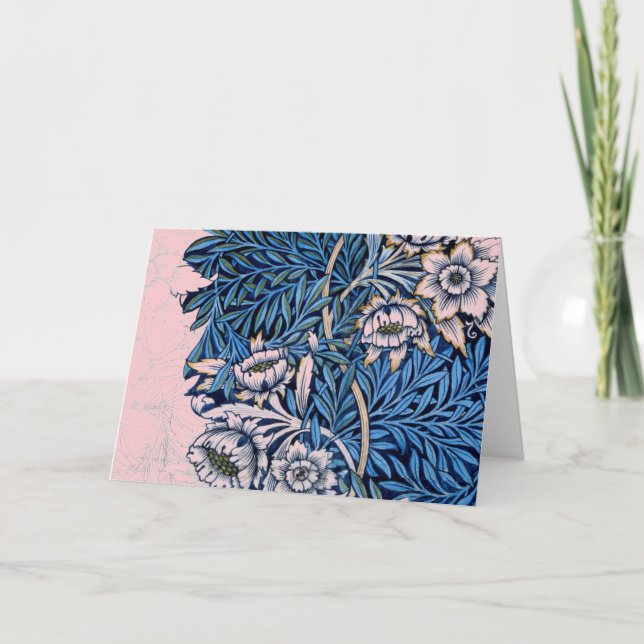William Morris BLOMMIGT Folant Note Card IN PINKS Anteckningskort (Framsida)