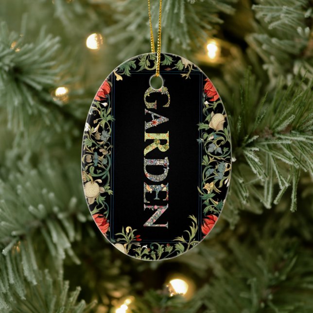 William Morris Blommigt Garden Motto och Ram Julgransprydnad Keramik (Träd)