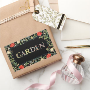 William Morris Blommigt Garden Motto och Ram Rektangulärt Klistermärke
