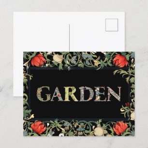 William Morris Blommigt Garden Motto och Ram Vykort