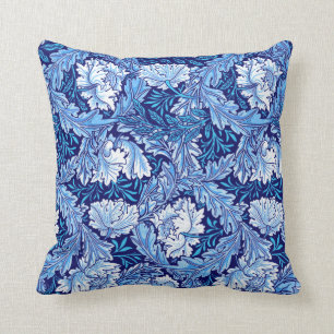 William Morris blommigt, koboltblått och vit Kudde