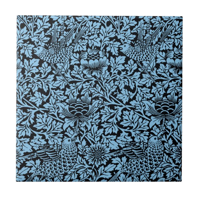 William Morris Blommönster Bird Anenome Kakelplatta (Framsidan)