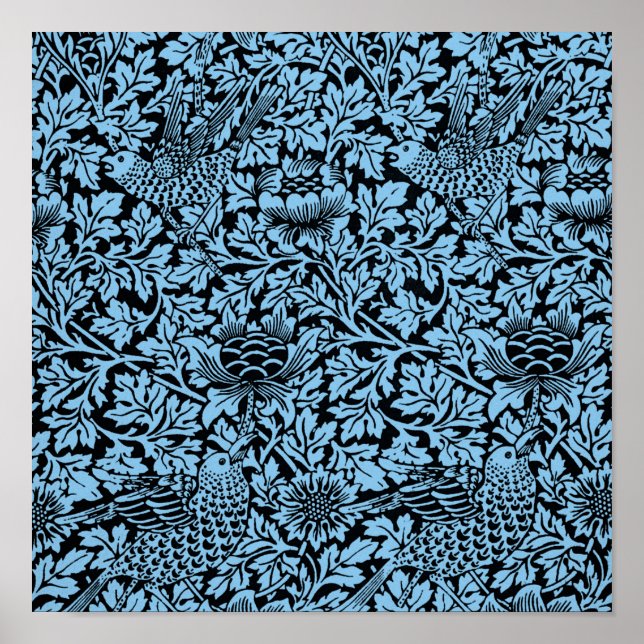 William Morris Blommönster Bird Anenome Poster (Framsidan)